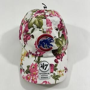 Chicago Cubs Hat Cap Womens Adjustable Strapback White/Pink ‘47 Floral Print MLB